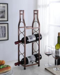 Organisateur de bouteilles de vin en métal décoratif, finition bronze rustique, support vertical pour 4 bouteilles de vin - Product Image 2