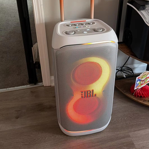 Portable Party Speaker with Telescopic Handle & Wide, Sturdy Wheels, <b>Powerful</b> Pro Sound, Futuristic lightshow, Up to 18 Hours - Product Image 1