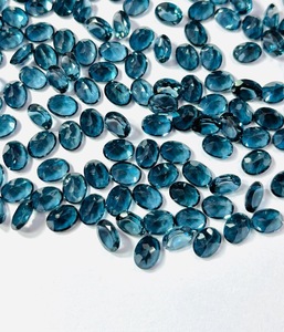 Topaze bleue naturelle de Londres ovale 4x6 mm - 10x14 mm, topaze bleue facettée, pierre précieuse brute de qualité AAA pour la fabrication de bagues, pendentifs et bijoux - Product Image 1
