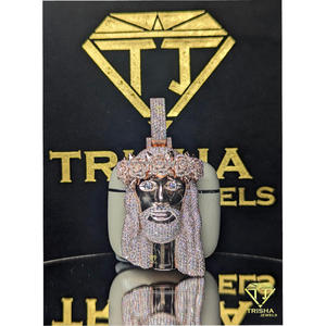 Pendentif Jésus en diamant Moissanite VVS, argent sterling 925, entièrement pavé, style hip-hop de luxe pour homme, par Trisha Jewels - Product Image 6