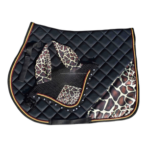 Conjunto de sombrero de seda con estampado de jirafa y almohadilla para silla de montar a juego - Product Image 1