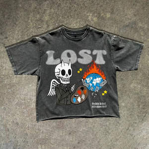 Camisetas Casuales de Verano para Hombre, Personalizadas, Vintage, Lisas, 100% Algodón, Impresión Serigráfica, Antiarrugas, Transpirables, Cuello en V, Estilo Acid Wash - Product Image 4