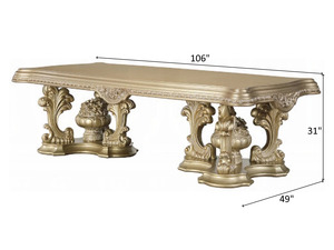 Royal Luxury Solid Teak Wood Dining Room Set Gold Carved 6 Chairs Palace <b>Table</b> Storage Sideboard <b>Buffet</b> Mansion Furniture - Product Image 3