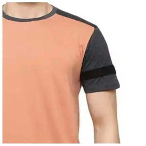 Camiseta de Hombre con Cuello Redondo y Manga Raglán Naranja, Diseño Color Block, Corte Regular, Estilo Casual, Tejido de Punto, Diseño Sólido, Venta al Por Mayor 2026 - Product Image 3