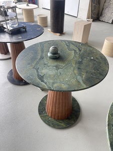 Lujo Brasil <span class=keywords><strong>Vitoria</strong></span> Regia Cuarcita verde Mesa de centro de mármol verde redonda Mesas auxiliares de mármol - Product Image 5