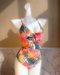 Traje de Baño Entero Sexy para Mujer, Cuello Redondo, Tejido de Punto, Suave, Ajustado, Spandex/Poliéster - Product Image 2
