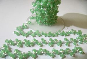 Chaîne de perles facettées en calcédoine verte, chaîne de perles en quartz hydro, vendue au mètre, prix de gros - Product Image 2