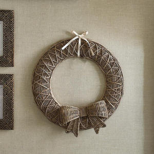 Best Price Handcrafted Rattan Christmas Decorations, Woven Grass <b>Wreath</b> with Bow for Winter Festival Display - Product Image 2