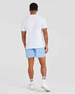 Shorts pour homme bleu clair, couleur unie, séchage rapide, avec poches élastiques à la taille, pantalon court décontracté, taille mi-haute, tissu tricoté - Product Image 4