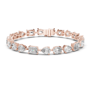 Certified <b>Rose</b> <b>Gold</b> Oval Pear Emerald Cut Cluster Tennis Bracelet Elegant Diamond Jewelry Timeless Luxury Gift for Women - Product Image 1