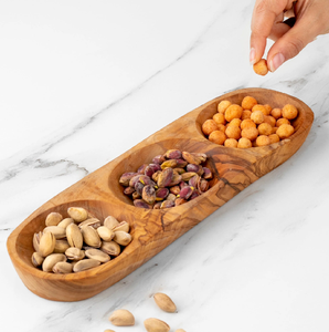 Bandeja de Madera Moderna para Frutos Secos con Forma Floral para Almacenar Nueces y Almendras, Diseño Rústico - Product Image 4