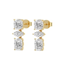 Boucles d'oreilles pendantes en or blanc 9 carats de qualité supérieure avec diamants de laboratoire taille coussin et taille marquise 4,68 CTW - Product Image 6