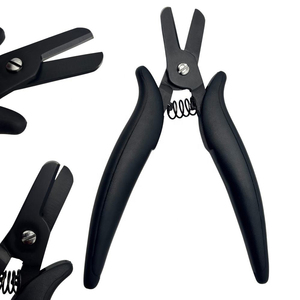 Stainless Steel Keratin Bond Micro-Link <b>Cutter</b> Pliers Hair Extension Removal Tool Anti-Slip Black Grip Commercial Use Durable - Product Image 2