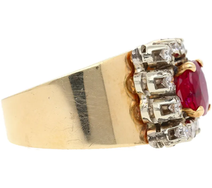 Anillo Vintage Chapado en Oro de 18K con Rubíes Creados en Laboratorio y Detalles de Diamantes, Engaste de Garra, Joyería de Compromiso para Mujer, Piedra de Nacimiento de Julio - Product Image 2