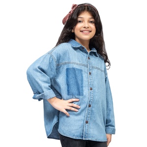 Veste en jean safari pour femme D-Ride, bleu clair, motif à carreaux, détail logo, écologique, imperméable, respirante, manches longues, grande taille - Product Image 1