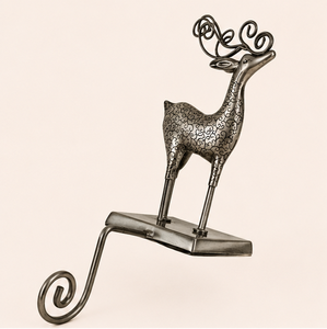 Wholesale Elegant Silver Swirl Reindeer Christmas <b>Stocking</b> <b>Holder</b> Weighted Long Arm Metal Hanger For Fireplace Mantel & Holiday - Product Image 5
