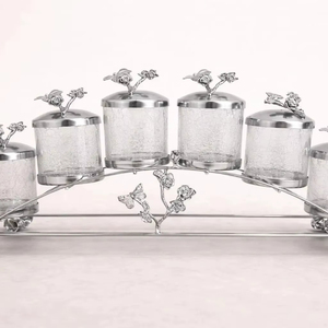 Exquisite Gold Glass Container For Kitchen Countertop Storage And Gifting Luxury Metal <b>Jar</b> With Lid Elegant Home Decor Piece - Product Image 1