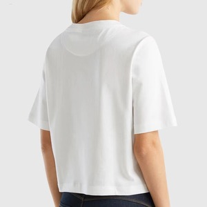 Camiseta al por Mayor para Mujer, 100% Algodón, Cuello Redondo, Logotipo OEM Personalizado, Diseño de Color Personalizado, Camiseta Holgada para Mujer - Product Image 3