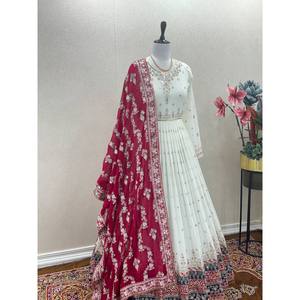 Women's Party Wear <b>Gown</b> Dupatta Bottom Set for Elegant Look - Product Image 6