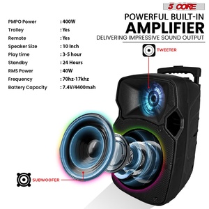 Karaoke Party <b>Speaker</b> 400W for <b>Bluetooth</b> Rechargeable Outdoor PA DJ System with 2 Wireless Mics - Product Image 4
