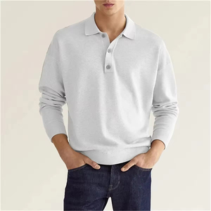 เสื้อเชิ้ตแขนยาวคอวีติดกระดุมสีพื้นสำหรับผู้ชายสไตล์ลำลองธุรกิจสบายๆ ระบายอากาศได้ดี แห้งเร็ว สำหรับฤดูใบไม้ผลิและฤดูใบไม้ร่วง - Product Image 3
