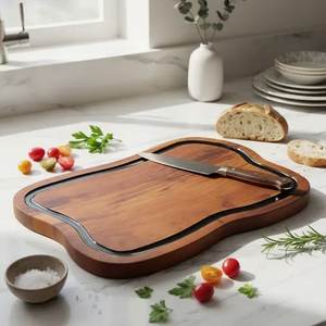 Planche à découper en bois classique pour la cuisine, surface durable pour hacher la viande, les légumes, les fruits, le pain et le fromage, utilisation à la maison, à l'hôtel - Product Image 1