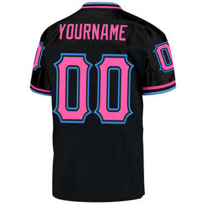 Camiseta de Fútbol Americano Personalizada, Negra, de Malla, Cuello en V, Manga Corta, Impresión por Sublimación, Patrón de Letras, Logotipo Frontal, para Adultos - Product Image 3