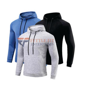 Sweat-shirt à capuche pour homme Fettle Fit Enterprises, gris uni, respirant, en polaire tricotée, anti-boulochage, manches régulières, hiver - Product Image 4