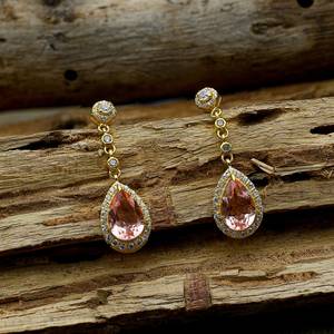 ต่างหูเงินแท้ 925 ชุบทอง 14K ประดับมอร์แกไนต์ทรงหยดน้ำ สีพีช งานแฮนด์เมด ของขวัญสุดหรูสำหรับผู้หญิง ใส่ไปงานปาร์ตี้ - Product Image 2