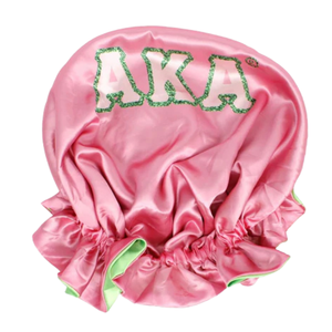 Gorro de Satén Rosa y Verde AKA, Gorro Protector de Cabello con Forro de Seda para Dormir, para Cabello Rizado Natural, Accesorio para el Cuidado del Cabello - Product Image 2
