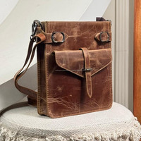 Bolso de hombro de viaje de moda personalizado vintage, bolso de mensajero de moda de cuero genuino para hombre, bolso cruzado pequeño de diseñador para hombre
