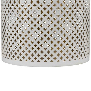 <b>Lantern</b> Set of 3 Metal Candle Holders <b>White</b> with Gold Cross Pattern Die Cutting Portable Home Decoration - Product Image 6