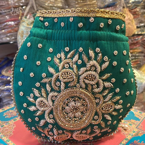 Handmade Golden Gota Patti Work Evening Potli Bag Indian Handmade Women <b>Handbags</b> Purse <b>for</b> Ladies <b>for</b> <b>Wedding</b> and Gifting - Product Image 4