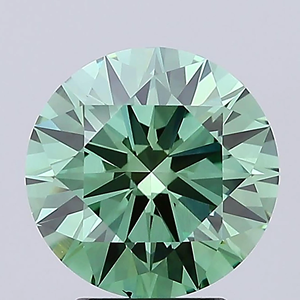 Diamante de corte brillante redondo, cultivado en laboratorio, de color verde. - Product Image 2