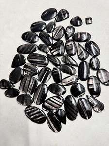 Aamna Gems 100% High Quality Natural Hypersthene Black Oval Cut Tumbled <b>Chips</b> Gemstone <b>Crystal</b> Healing Loose Stone for Jewellery - Product Image 2