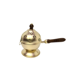 เตาอโรมาทองเหลืองทำมือสไตล์มินิมอล ดีไซน์หรูหรา ใช้สำหรับน้ำมันหอมระเหยและเทียนหอม เหมาะสำหรับตกแต่งบ้านและการทำสมาธิ - Product Image 3