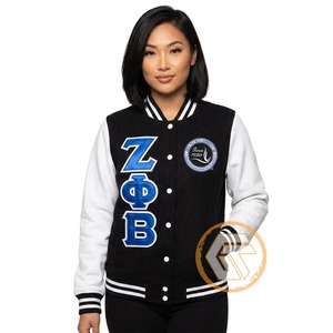 Chaqueta Universitaria Personalizada Zeta Phi Beta, Ropa de Sororidad, Alta Calidad, Transpirable, de Algodón y Felpa, con Escudo Bordado, para Otoño - Product Image 2