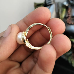 Freshwater Pearl Floral American Diamond <b>Adjustable</b> <b>Ring</b> Free <b>Size</b> Open Band Pearl Jewelry <b>Ring</b> Resizable Supplier - Product Image 3