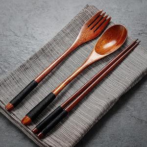 Juego completo de cubiertos de madera, perfecto para restaurantes chinos, cafeterías, hoteles, uso profesional en la gastronomía y servicio ecológico. - Product Image 1