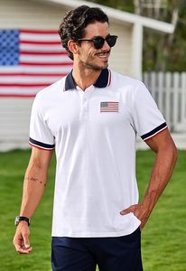 Camiseta Polo para Hombre del 4 de Julio, Camiseta de Golf de Manga Corta con Bandera Americana - Product Image 3