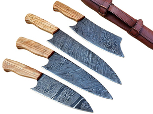 Juego de cuchillos de chef hechos a mano de acero de Damasco para cocina, colección de cuchillos culinarios hechos a mano que ofrece excelente equilibrio y precisión. - Product Image 4