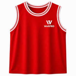 WARPRO Conjunto Deportivo Unisex Rojo sin Mangas, Camiseta y Pantalones Cortos, Poliéster que Absorbe la Humedad, Ropa de Baloncesto para Todas las Temporadas - Product Image 5