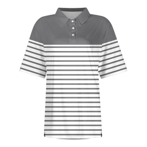 Direct Factory Made Summer Friendly Women's Striped Polo Shirts Custom Design Color Size Turn Down Collar Stylish Polo Shirts - Product Image 5