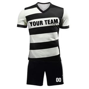Uniforme de Fútbol para Hombre, Camiseta y Pantalones Cortos de Poliéster/Algodón, Cuello Redondo, Secado Rápido, Transpirable, Nombre del Equipo Personalizado, Diseño Elegante para Clubes, para Exteriores - Product Image 1