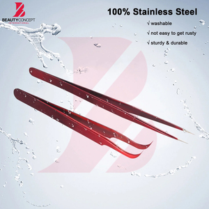 Extensions de cils, ensemble de 2 pinces à cils, pinces à cils à pointes en fibre de haute précision pour extensions de cils - Product Image 5