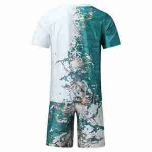 ชุดเสื้อยืดและกางเกงขาสั้นลายกราฟิกสไตล์ลำลองเข้าได้กับทุกชุด เสื้อคอกลมพิมพ์ลายสไตล์สตรีทแวร์สำหรับฤดูร้อน ดีไซน์ใหม่ ทอแบบถัก - Product Image 2