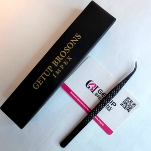 Pince à épiler pour cils en acier inoxydable Getup Brosons Impex, pointe de précision lisse, emballage en boîte noire - Product Image 3