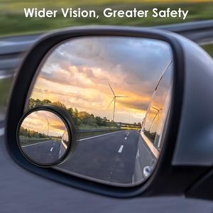 2 Pack Wide-Angle Convex <b>Side</b> View Car Mirrors Self Adhesive Blind Spot Mirrors with Adjustable Angle - Product Image 6
