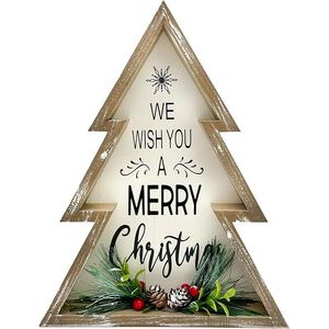 Merry Christmas <b>Tree</b> Pinecone Christmas Decorations Rustic Wooden Block for Home Farmhouse <b>Tabletop</b> Party Tableware Decorations - Product Image 2