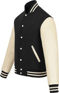 Chaqueta Varsity de Forro Polar Personalizada de Calidad de Fabricante OEM para Adultos y Jóvenes, Chaqueta de Béisbol con Letras Bordadas para Hombre - Product Image 3
